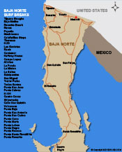 Northen Baja California Surf Map