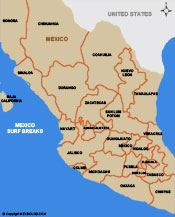 Surfing in Mexico Map